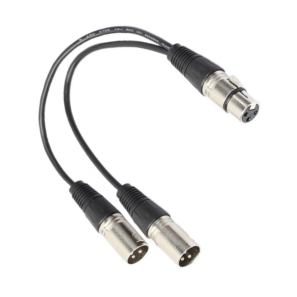 3 Pin XLR Female to Dual XLR Male Y Splitter Microphone Cable