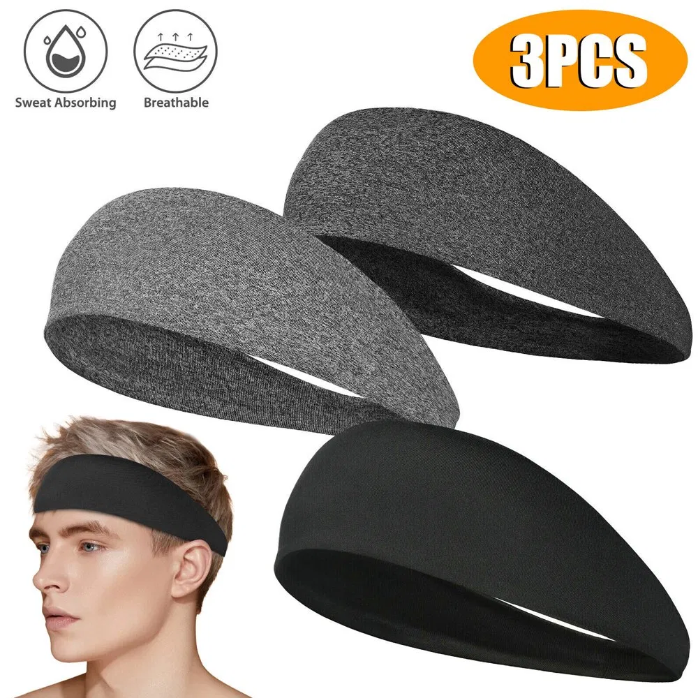 3 Pack Stretch Sports Sweatband Headbands for Running Yoga and Gym