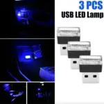 3 Pack Mini Blue USB LED Car Interior Ambient Lights - Image 13