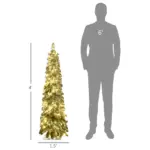 HOMCOM 4 ft Artificial Slim Christmas Trees, with Snow Frosted Branches, Warm White or Colorful LED Lights, Downswept Shape - Image 3