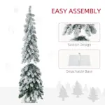 HOMCOM 4 ft Artificial Slim Christmas Trees, with Snow Frosted Branches, Warm White or Colorful LED Lights, Downswept Shape - Image 8
