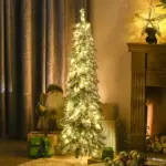 HOMCOM 4 ft Artificial Slim Christmas Trees, with Snow Frosted Branches, Warm White or Colorful LED Lights, Downswept Shape - Image 10