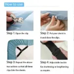 4 Pack Adjustable Triangle Bed Sheet Fastener Straps with Metal Clips - Image 5