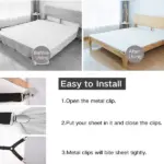 4 Pack Adjustable Triangle Bed Sheet Fastener Straps with Metal Clips - Image 12