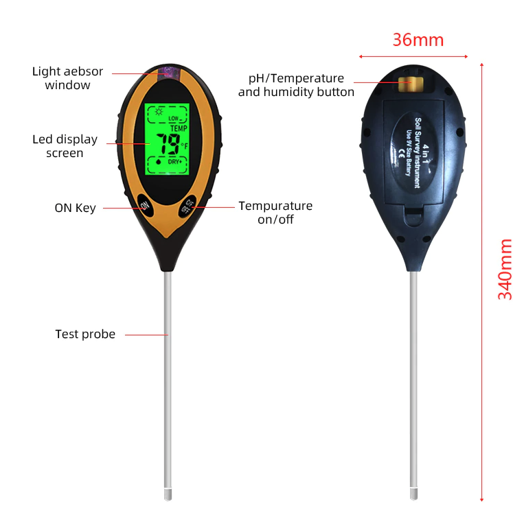 4 in 1 Digital Soil Tester for pH Moisture Temperature and Sunlight