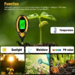 4 in 1 Digital Soil Tester for pH Moisture Temperature and Sunlight - Image 3