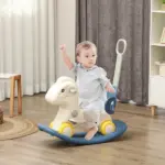 4 in 1 Rocking Horse for Toddles 2-5 Years with Detachable Push Handle and Balance Board, Blue - Image 2