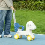 4 in 1 Rocking Horse for Toddles 2-5 Years with Detachable Push Handle and Balance Board, Blue - Image 8
