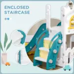 4-in-1 Toddler Slide, Yellow, for Ages 1-3, with Basketball Hoop, Climber, Telescope, Storage Baskets - Image 6