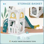4-in-1 Toddler Slide, Yellow, for Ages 1-3, with Basketball Hoop, Climber, Telescope, Storage Baskets - Image 7