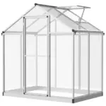 Outsunny 4' L x 6' W Walk-In Polycarbonate Greenhouse with Roof Vent, Outdoor Greenhouse for Winter, Clear - Image 11