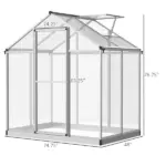 Outsunny 4' L x 6' W Walk-In Polycarbonate Greenhouse with Roof Vent, Outdoor Greenhouse for Winter, Clear - Image 3