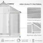 Outsunny 4' L x 6' W Walk-In Polycarbonate Greenhouse with Roof Vent, Outdoor Greenhouse for Winter, Clear - Image 4