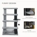 4-Level Cat Stair and Dog Stairs, Kitten Tree Climber, with Hanging Play Ball, Steps for Bed, Sofa, Light Grey - Image 5