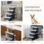 4-Level Cat Stair and Dog Stairs, Kitten Tree Climber, with Hanging Play Ball, Steps for Bed, Sofa, Light Grey - Image 7