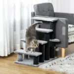 4-Level Cat Stair and Dog Stairs, Kitten Tree Climber, with Hanging Play Ball, Steps for Bed, Sofa, Light Grey - Image 10