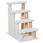 PawHut 4-Level Pet Stairs Cat Steps Carpeted Ladder Ramp Kitten Tree Climber Scratching Posts Hanging Play Ball for Bed Sofa White - Image 11