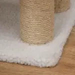 PawHut 4-Level Pet Stairs Cat Steps Carpeted Ladder Ramp Kitten Tree Climber Scratching Posts Hanging Play Ball for Bed Sofa White - Image 9