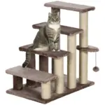 PawHut 4 Levels Cat Steps with Scratching Posts for High Bed, Sofa, Brown - Image 11