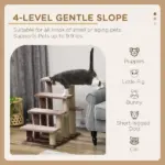PawHut 4 Levels Cat Steps with Scratching Posts for High Bed, Sofa, Brown - Image 4