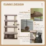 PawHut 4 Levels Cat Steps with Scratching Posts for High Bed, Sofa, Brown - Image 5