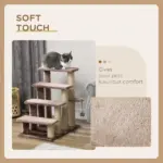 PawHut 4 Levels Cat Steps with Scratching Posts for High Bed, Sofa, Brown - Image 6