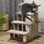 PawHut 4 Levels Cat Steps with Scratching Posts for High Bed, Sofa, Brown - Image 9