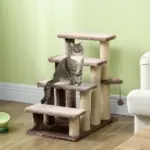 PawHut 4 Levels Cat Steps with Scratching Posts for High Bed, Sofa, Brown - Image 10