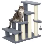 PawHut 4 Levels Cat Steps with Scratching Posts for High Bed, Sofa, Gray - Image 11
