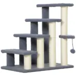 PawHut 4 Levels Cat Steps with Scratching Posts for High Bed, Sofa, Gray
