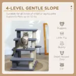 PawHut 4 Levels Cat Steps with Scratching Posts for High Bed, Sofa, Gray - Image 4