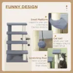 PawHut 4 Levels Cat Steps with Scratching Posts for High Bed, Sofa, Gray - Image 5