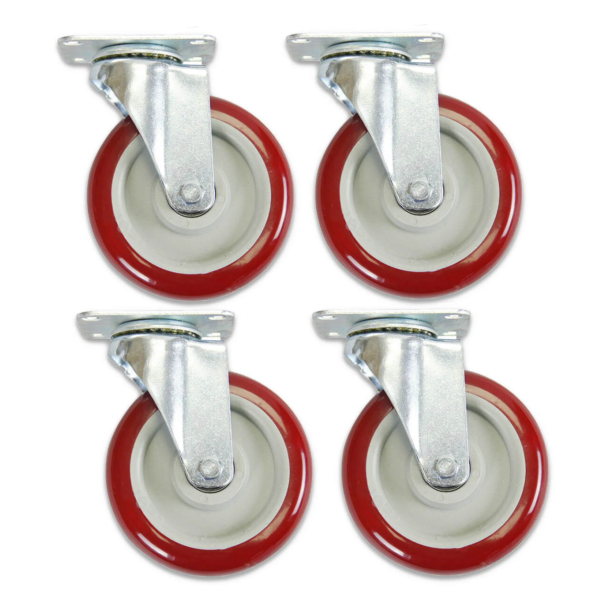 4 Pack 5 Inch Heavy Duty Polyurethane Swivel Caster Wheels 250 lb Each