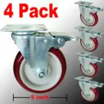 4 Pack 5 Inch Heavy Duty Polyurethane Swivel Caster Wheels 250 lb Each - Image 2