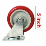 4 Pack 5 Inch Heavy Duty Polyurethane Swivel Caster Wheels 250 lb Each - Image 3