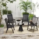 Outsunny 4-Pack Black Folding Chairs Stackable Patio Dining Versatile Seating - Image 2