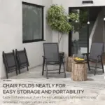 Outsunny 4-Pack Black Folding Chairs Stackable Patio Dining Versatile Seating - Image 5