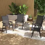 Outsunny 4-Pack Black Folding Chairs Stackable Patio Dining Versatile Seating - Image 10