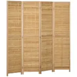HOMCOM 4 Panel Bamboo Room Divider Hand Woven Privacy Screen Natural Tall Partition for Home Office 67
