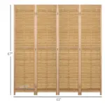 HOMCOM 4 Panel Bamboo Room Divider Hand Woven Privacy Screen Natural Tall Partition for Home Office 67 - Image 3