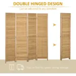 HOMCOM 4 Panel Bamboo Room Divider Hand Woven Privacy Screen Natural Tall Partition for Home Office 67 - Image 6
