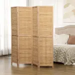 HOMCOM 4 Panel Bamboo Room Divider Hand Woven Privacy Screen Natural Tall Partition for Home Office 67 - Image 10