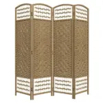HOMCOM 4-Panel Folding Room Divider Natural Wave Fiber Portable Privacy Screen for Home Office - Image 11
