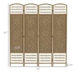 HOMCOM 4-Panel Folding Room Divider Natural Wave Fiber Portable Privacy Screen for Home Office - Image 3
