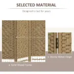HOMCOM 4-Panel Folding Room Divider Natural Wave Fiber Portable Privacy Screen for Home Office - Image 5