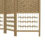 HOMCOM 4-Panel Folding Room Divider Natural Wave Fiber Portable Privacy Screen for Home Office - Image 9