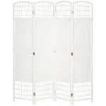 HOMCOM 4-Panel White Wave Fiber Folding Privacy Screen, Freestanding Room Divider for Home Office - Image 11