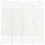 HOMCOM 4-Panel White Wave Fiber Folding Privacy Screen, Freestanding Room Divider for Home Office