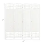 HOMCOM 4-Panel White Wave Fiber Folding Privacy Screen, Freestanding Room Divider for Home Office - Image 3