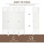 HOMCOM 4-Panel White Wave Fiber Folding Privacy Screen, Freestanding Room Divider for Home Office - Image 4